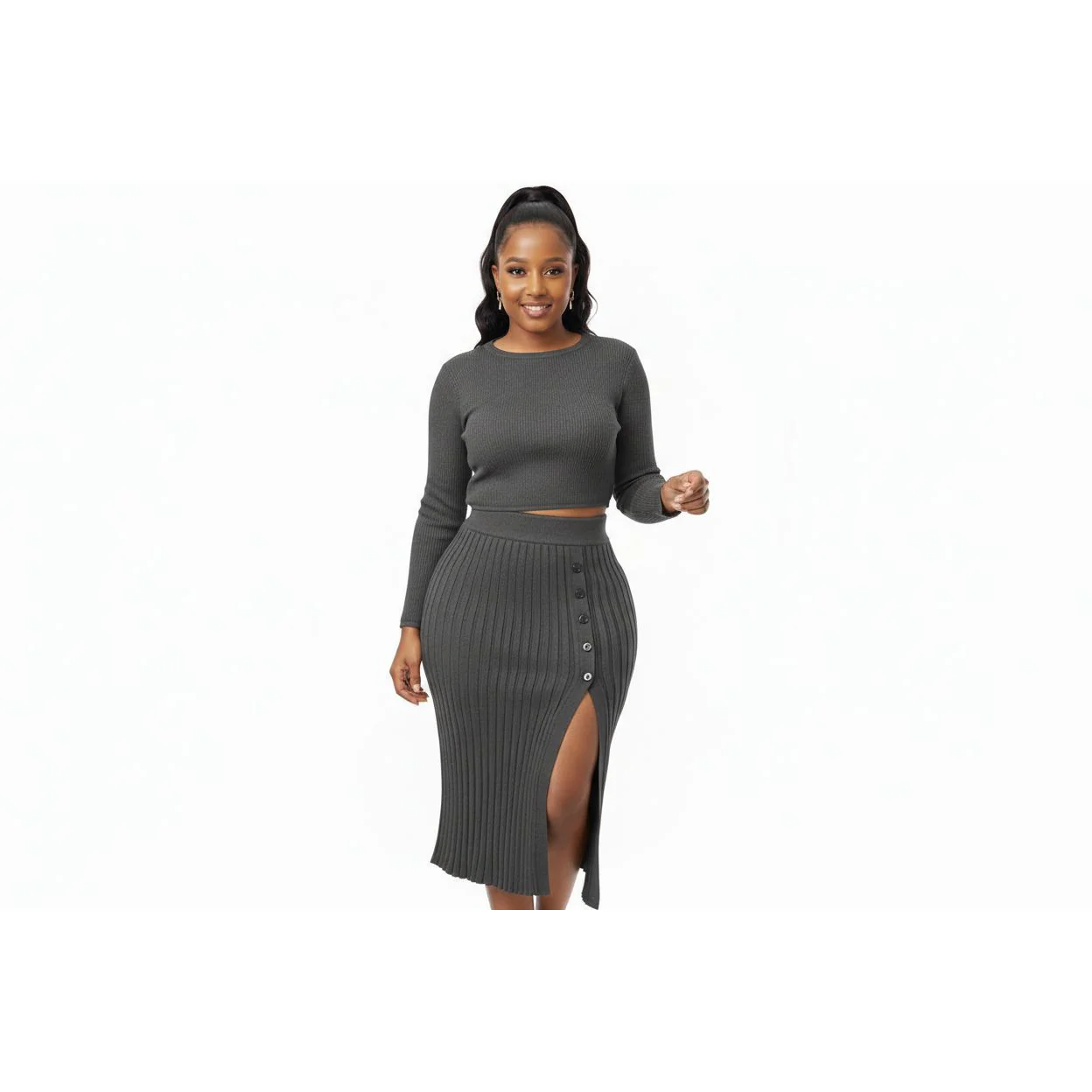 Sexy Knitted Top & Skirt Set - Image 3
