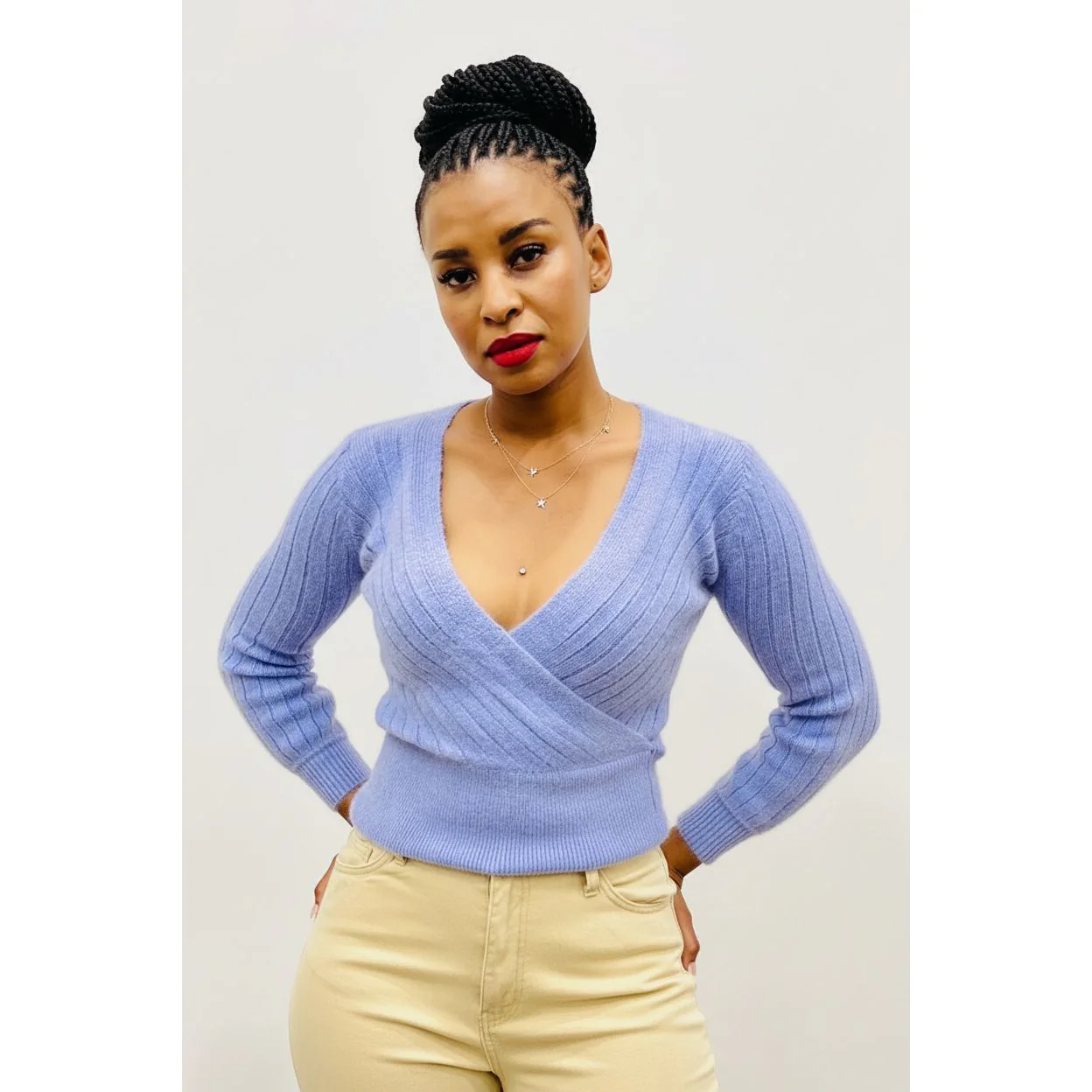 Sexy Knitted V-Neck Top - Image 6