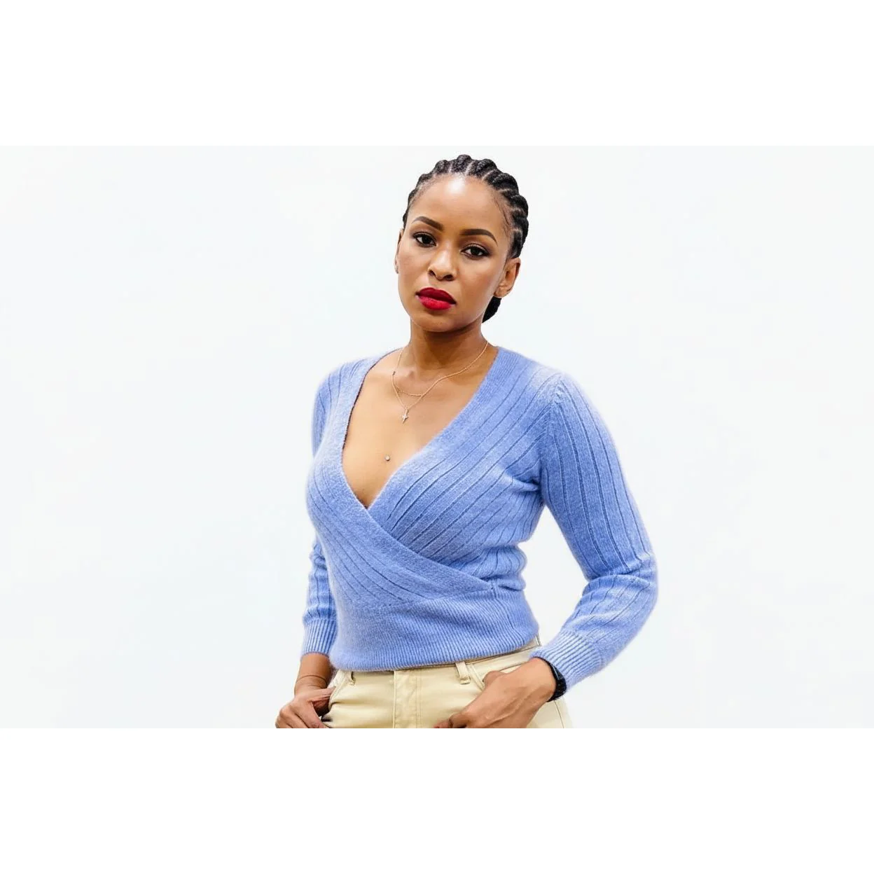 Sexy Knitted V-Neck Top - Image 8