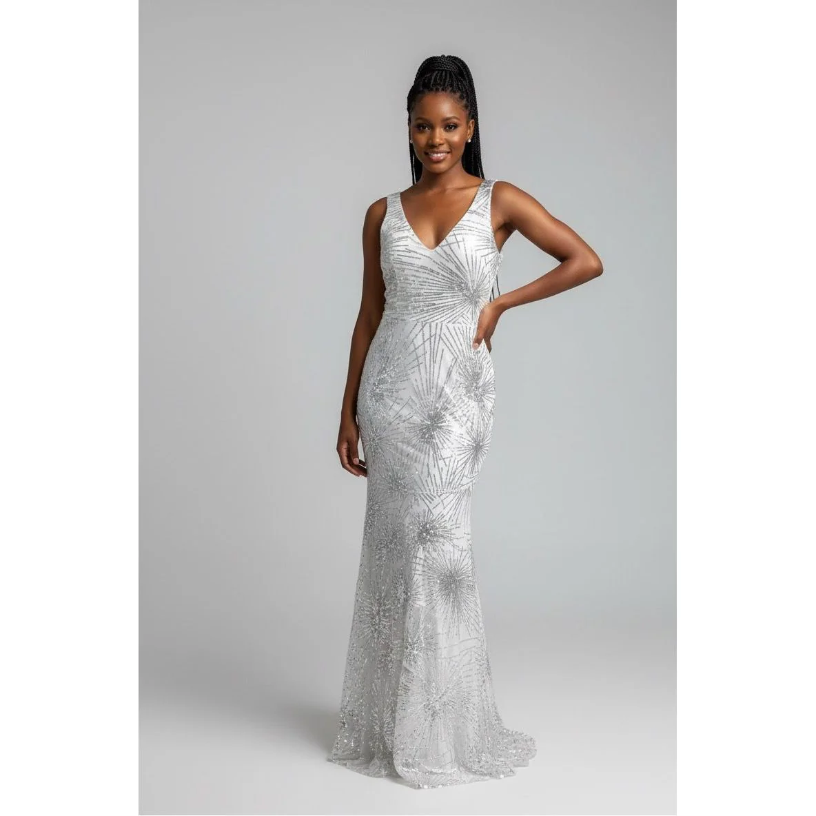Sexy Lace Sequin Long Evening Prom Dress - Image 2