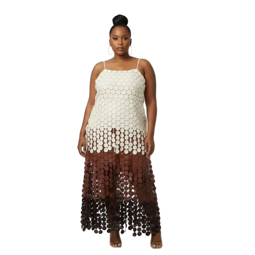 Tier-Cut Disc Pattern Maxi Dress - Image 2