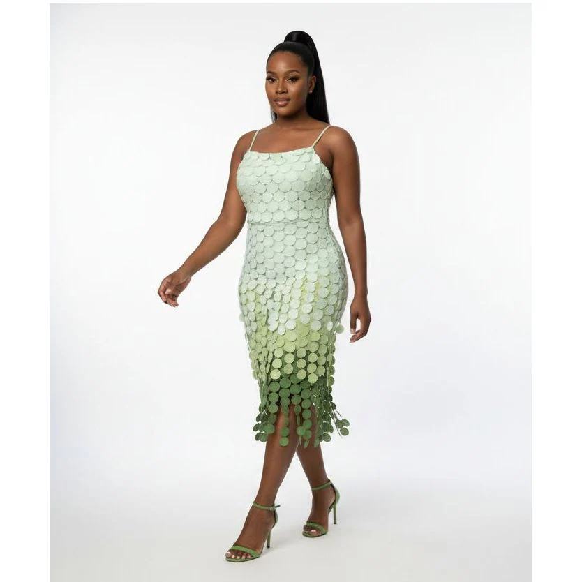 Tier-Cut Disc Pattern Maxi Dress - Image 7