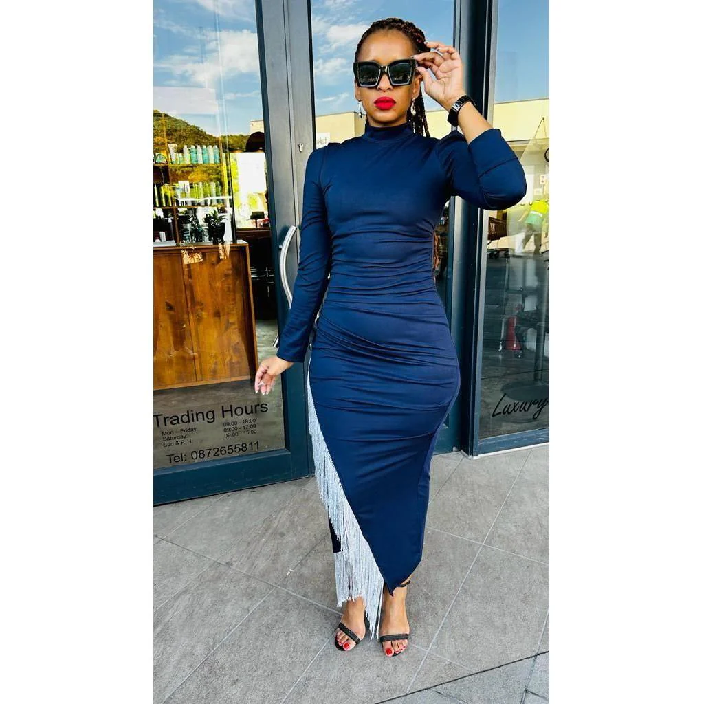 Sexy Long Sleeve Turtleneck Dress - Image 2