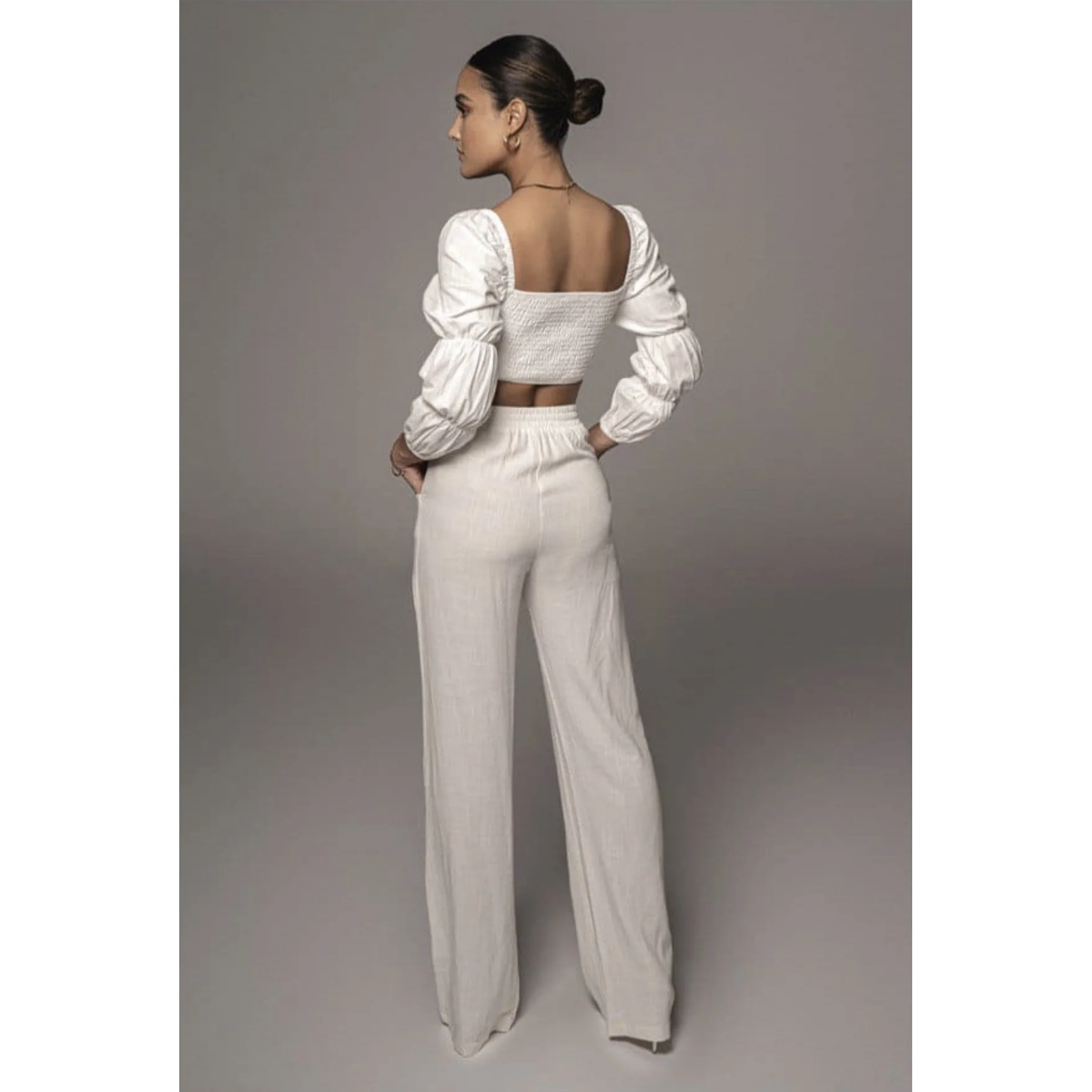 Sexy Long Sleeve V Neck Crop Top - Image 6