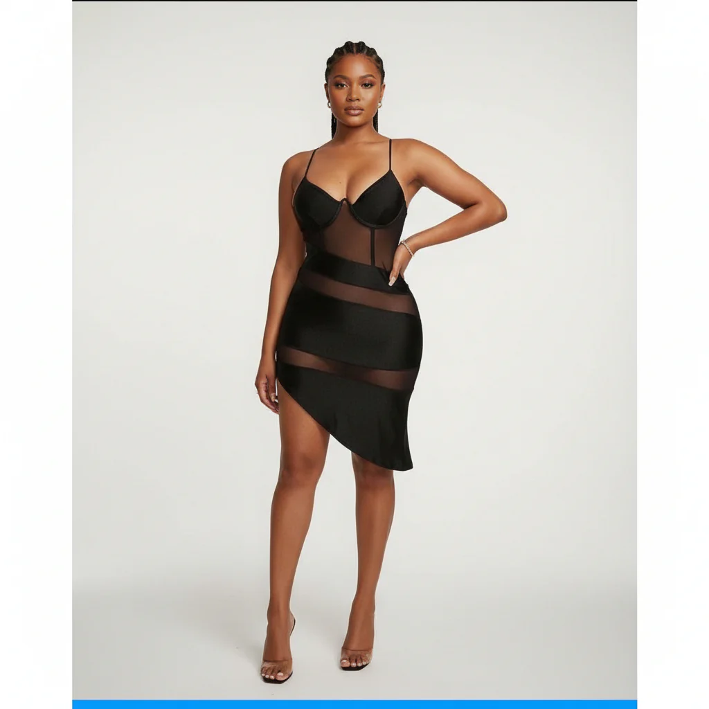 Sexy Mesh Patchwork Bodycon Dress - Image 3