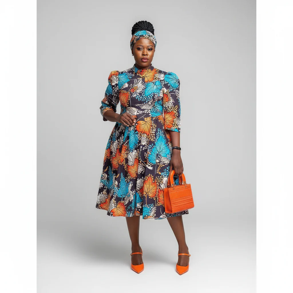 Sexy Midi Floral Ankara Dress - Image 2