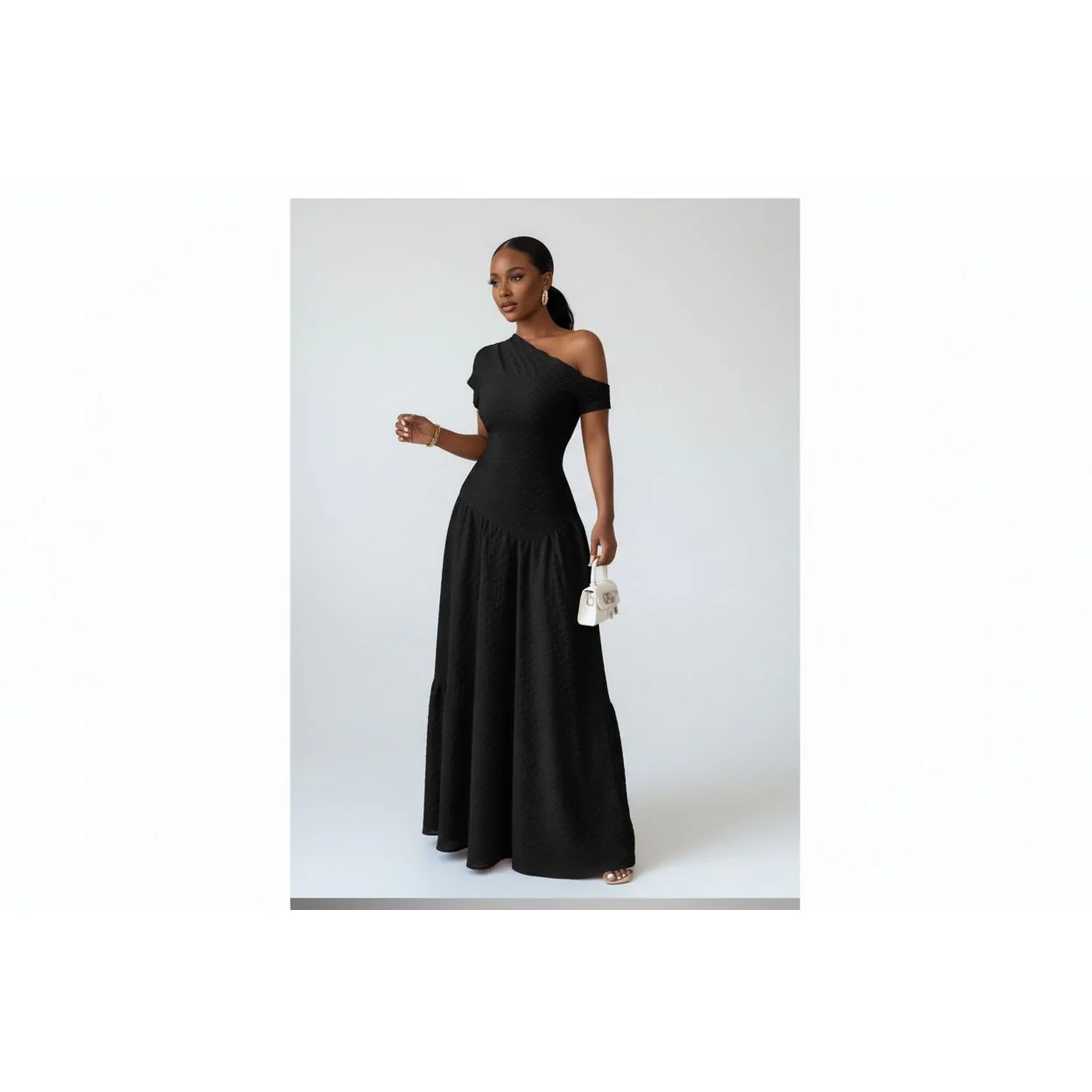 Sexy Off-Shoulder Asymmetrical Neckline Bodycon Dress - Image 2