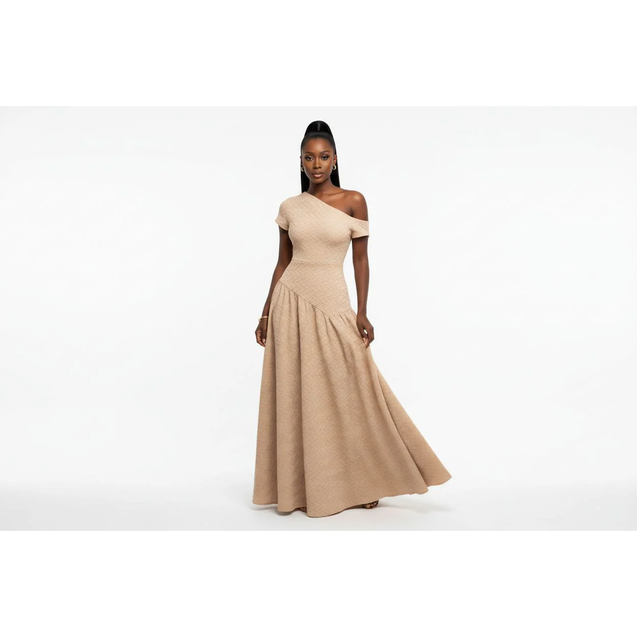 Sexy Off-Shoulder Asymmetrical Neckline Bodycon Dress - Image 3