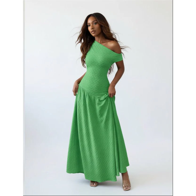 Sexy Off-Shoulder Asymmetrical Neckline Bodycon Dress - Image 4