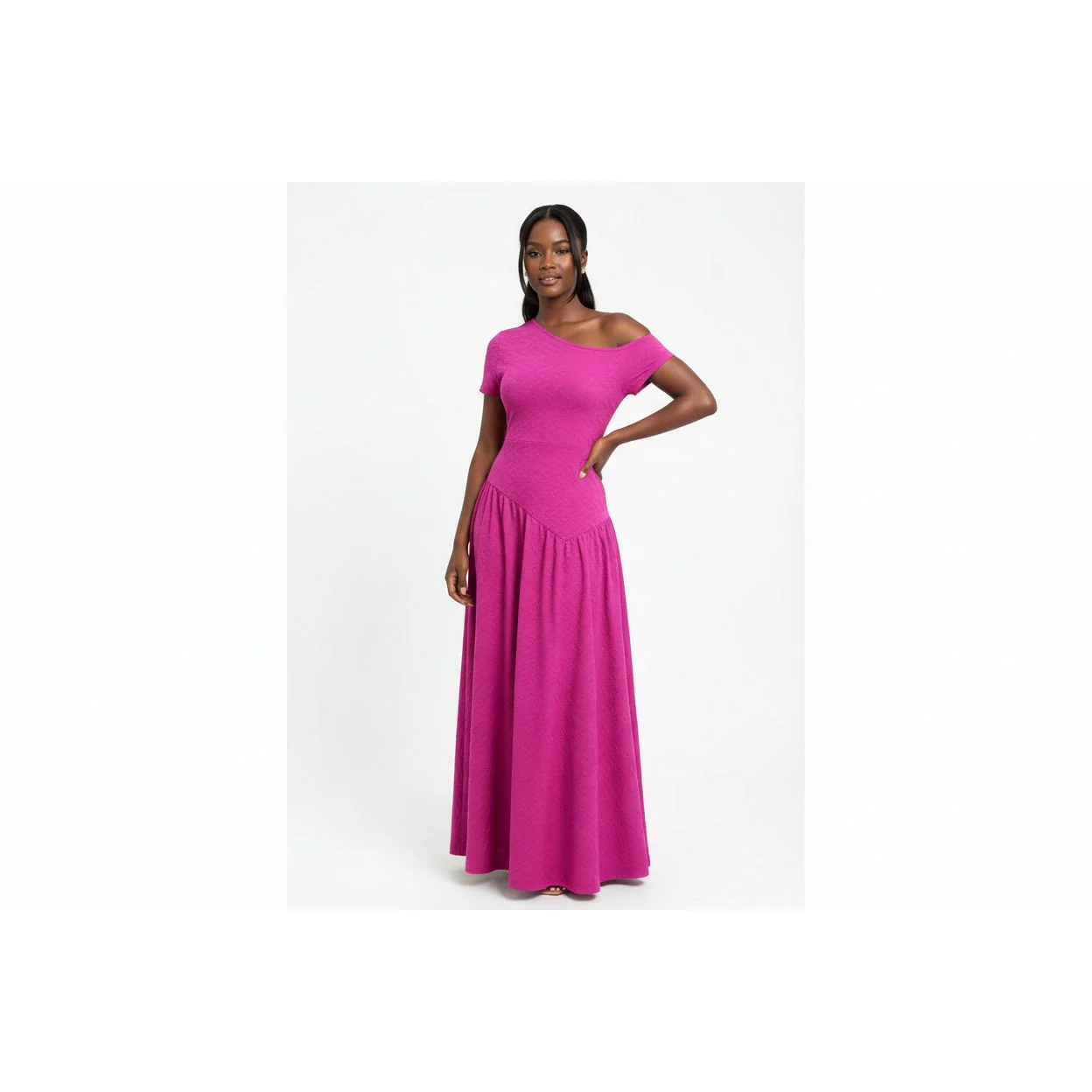 Sexy Off-Shoulder Asymmetrical Neckline Bodycon Dress - Image 5