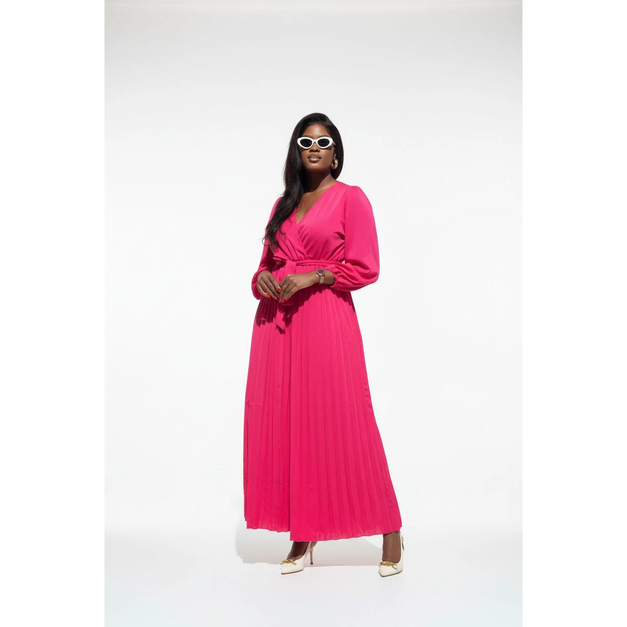 Sexy Pleated V-Neck Jumpsuit