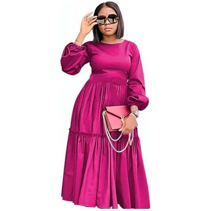 Round Neck Long Sleeve Dress - Image 2