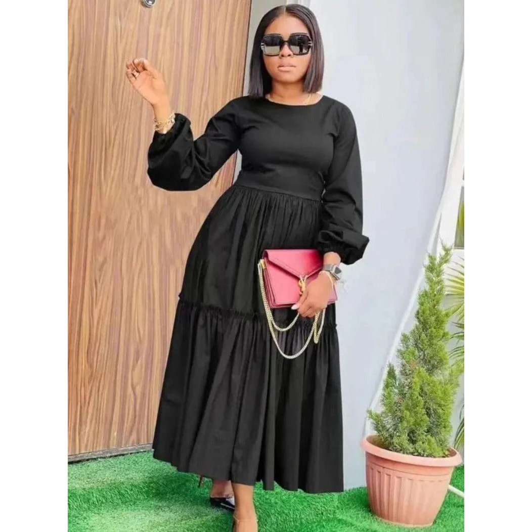 Round Neck Long Sleeve Dress - Image 3