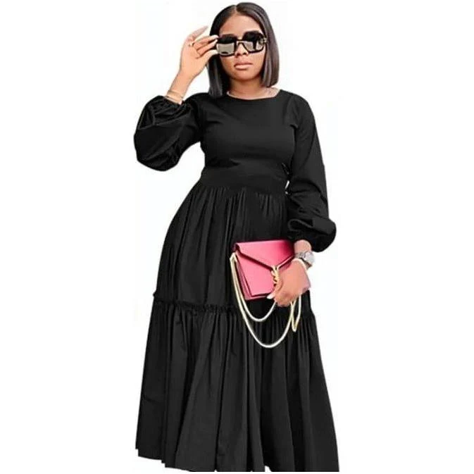 Round Neck Long Sleeve Dress - Image 4