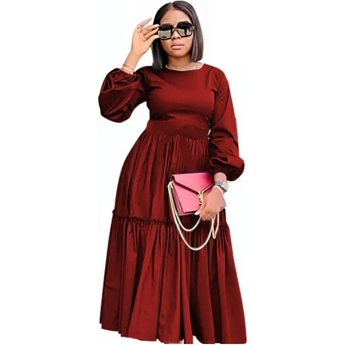 Round Neck Long Sleeve Dress - Image 5