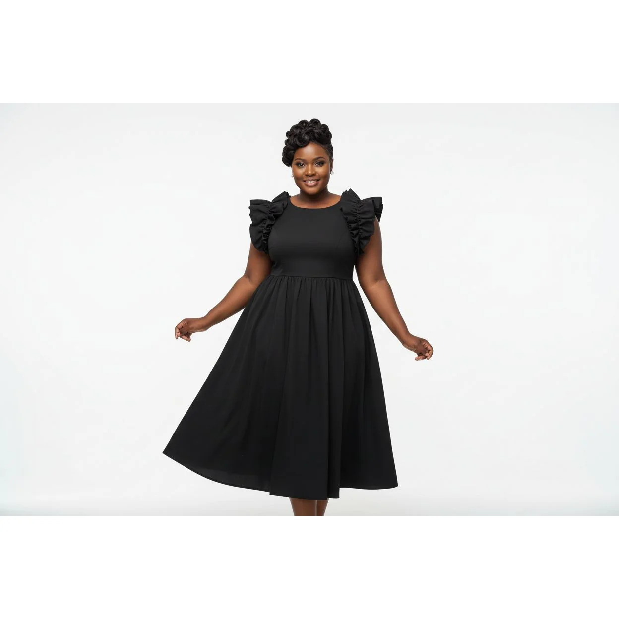 Sexy Round Neck Puff Shoulder Dress. - Image 2