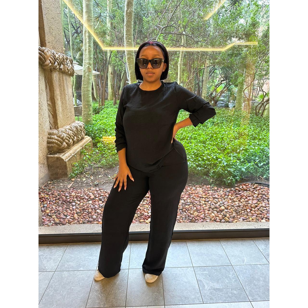 Sexy Round Neck Top and Loose Pant Set - Image 12
