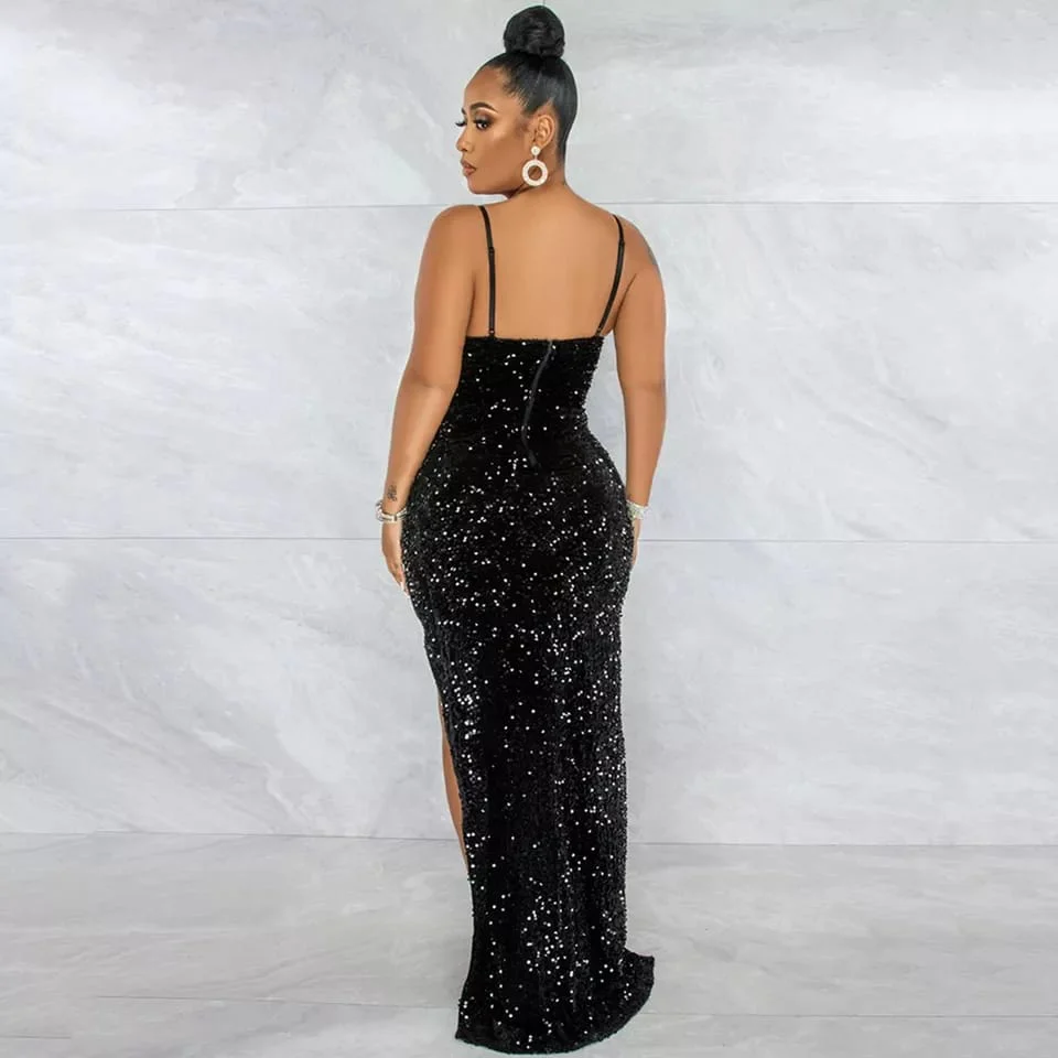 Sexy Sequin Side Slit Dress - Image 3