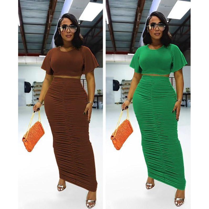 Sexy Short Sleeve Top and Skirt Set - Image 2