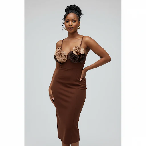 Sexy Sleeveless 3D Diamond Flower Bodycon Party Long Bandage Dress