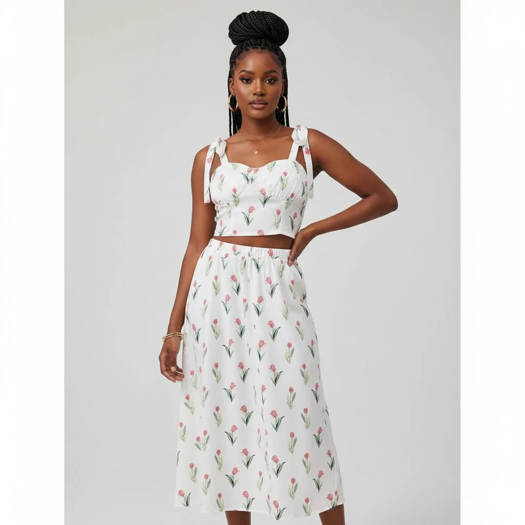 Sexy Sleeveless Floral Print Casual 2 Pieces Set - Image 3