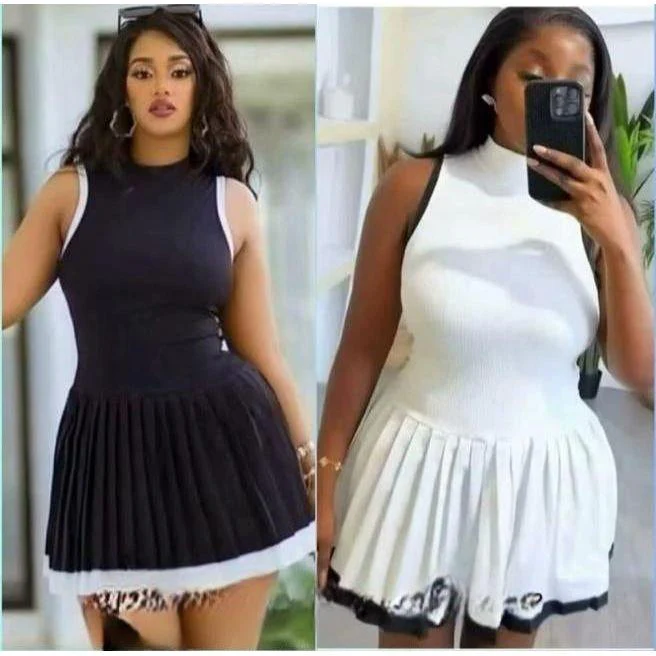 Sexy Sleeveless Mini Pleated Dress - Image 5