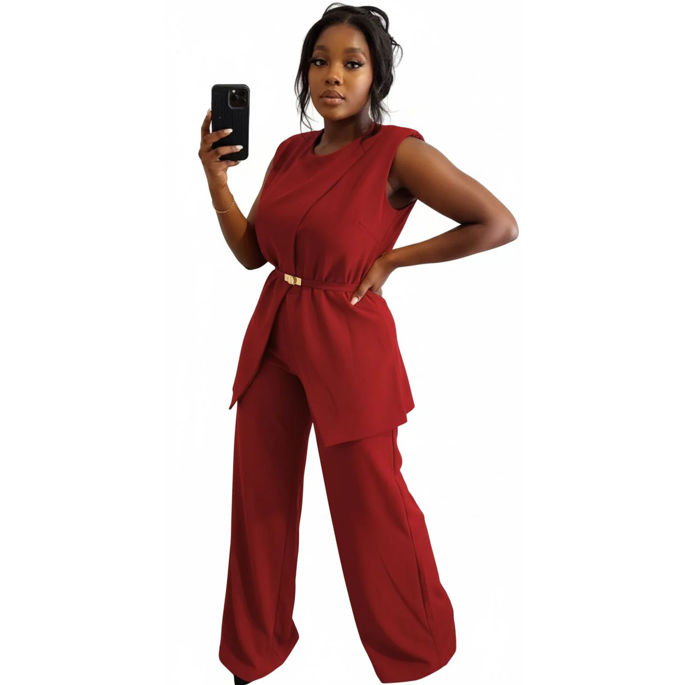 Sexy Sleeveless Top and Long Pants Two Piece Set. - Image 2