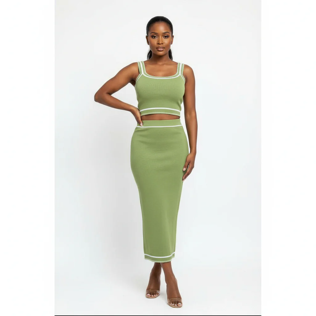 Sexy Sleeveless Tube Top and Maxi Strap Skinny Matching Slit Skirt Set - Image 4