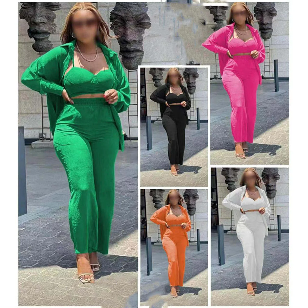 Sexy Solid Color Outfit Set - Image 3