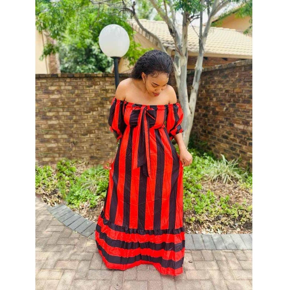 Sexy Striped Off Shoulder Dress - Image 3