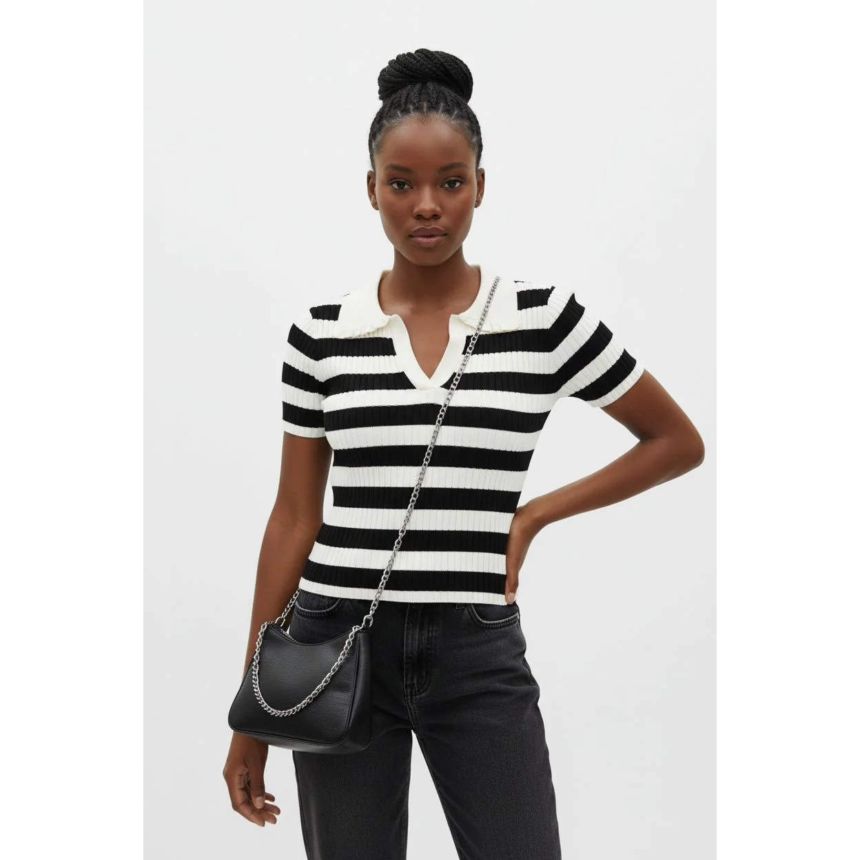 Sexy Striped Short Sleeve Top - Image 6