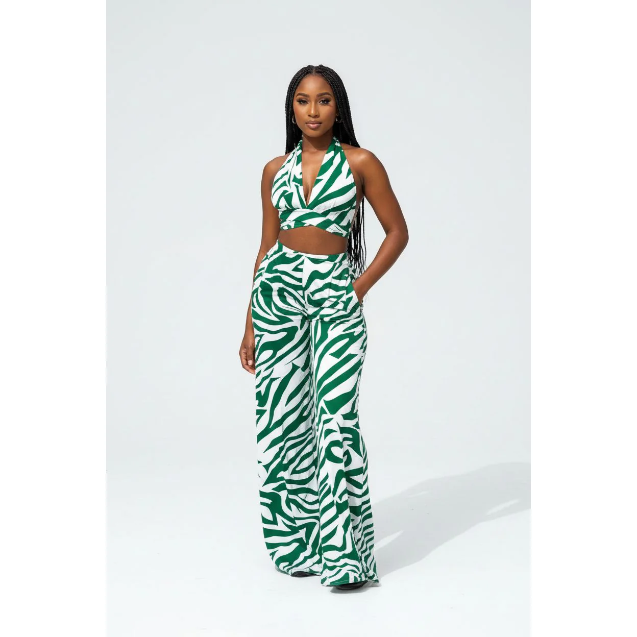 Sexy Summer Loose Women's Zebra Stripe Wide-Leg 2pcs set - Image 2