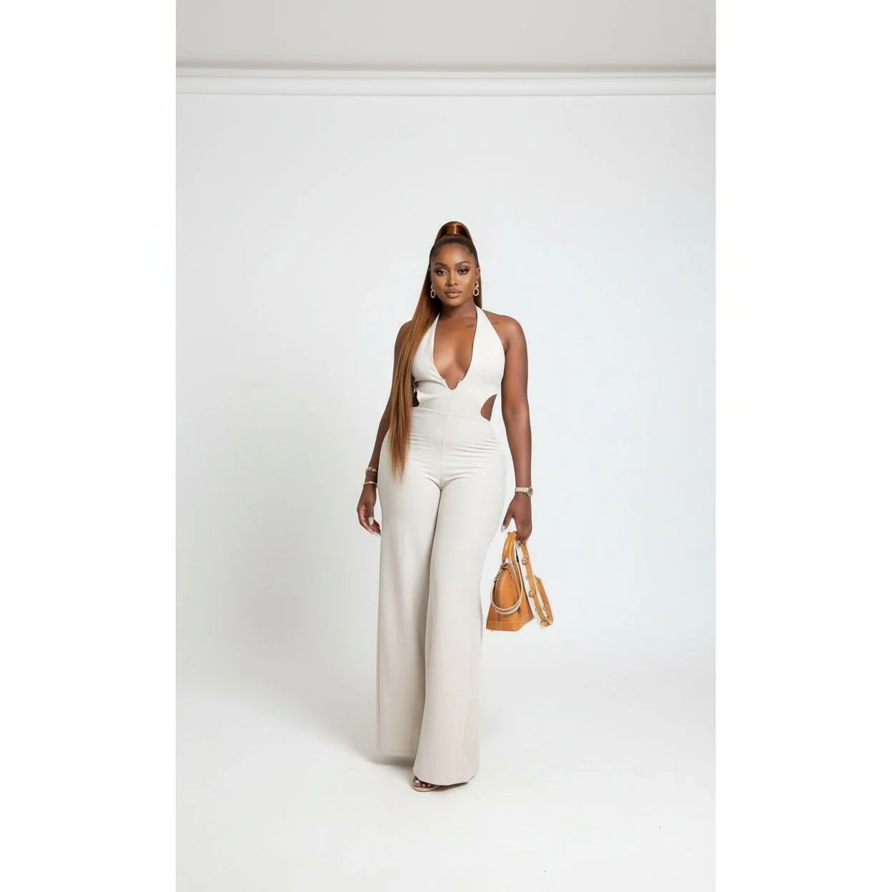 Sexy V-Neck Palazzo Jumpsuit.