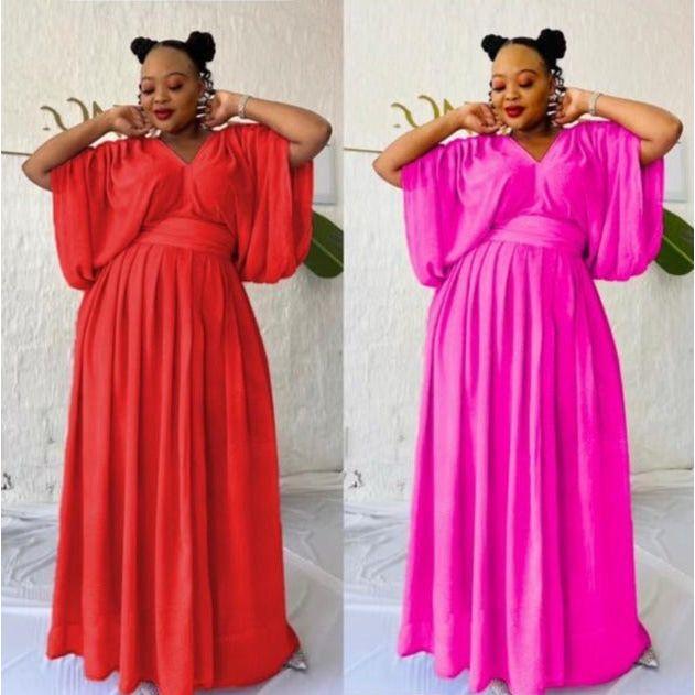 Sexy V-neck Pleated Maxi Dress - Image 3