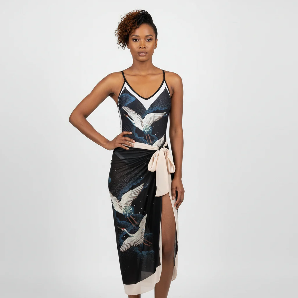 Sexy V-Neck Swimsuit and Cover Up Set