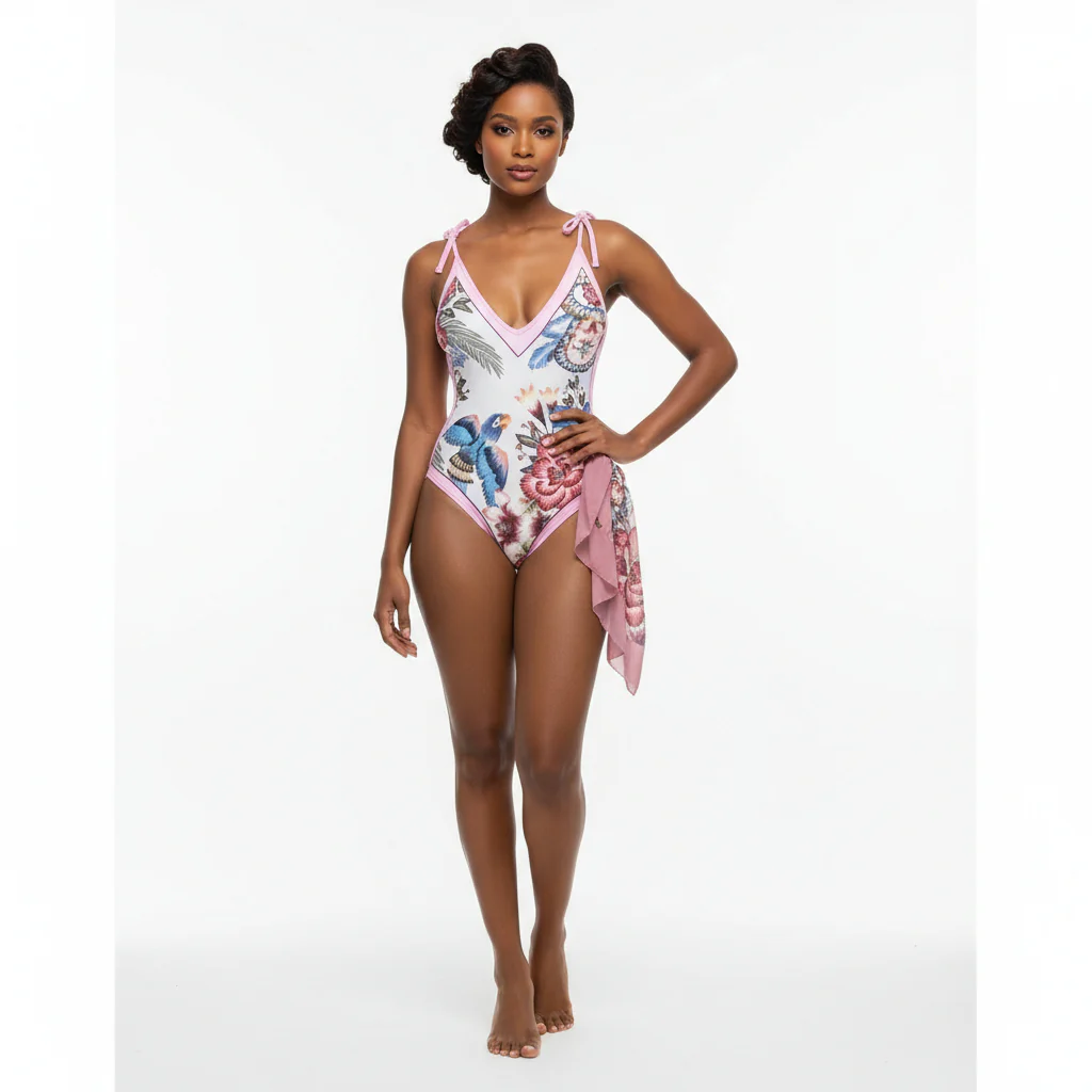 Sexy V-Neck Swimsuit and Cover Up Set - Image 3