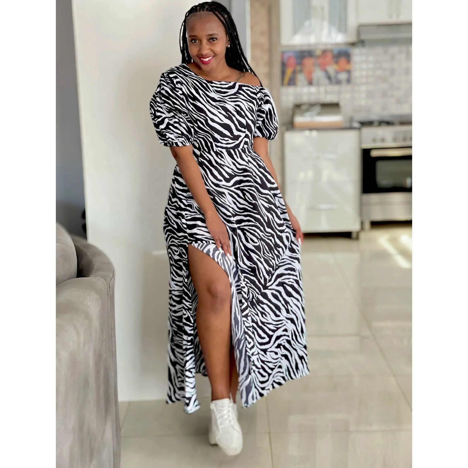 Sexy Zebra Printed Maxi Dress - Image 2