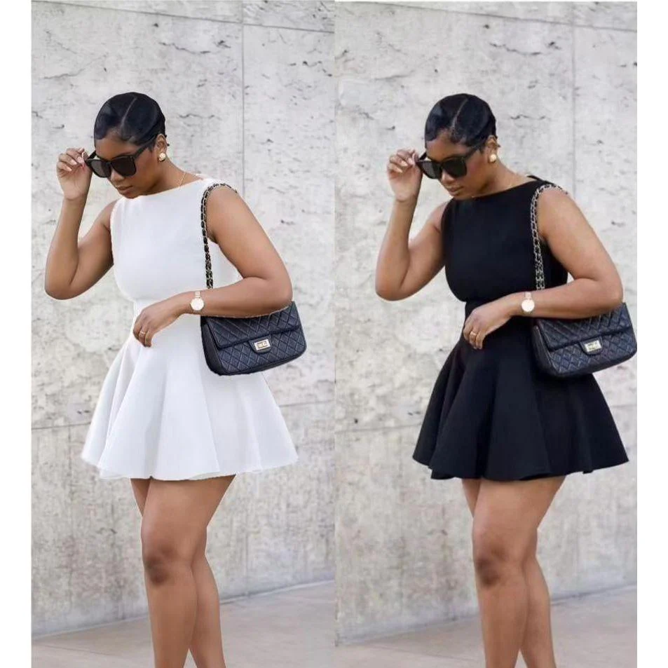 Sheer Mesh Insert Crisscross Skater Dress - Image 8
