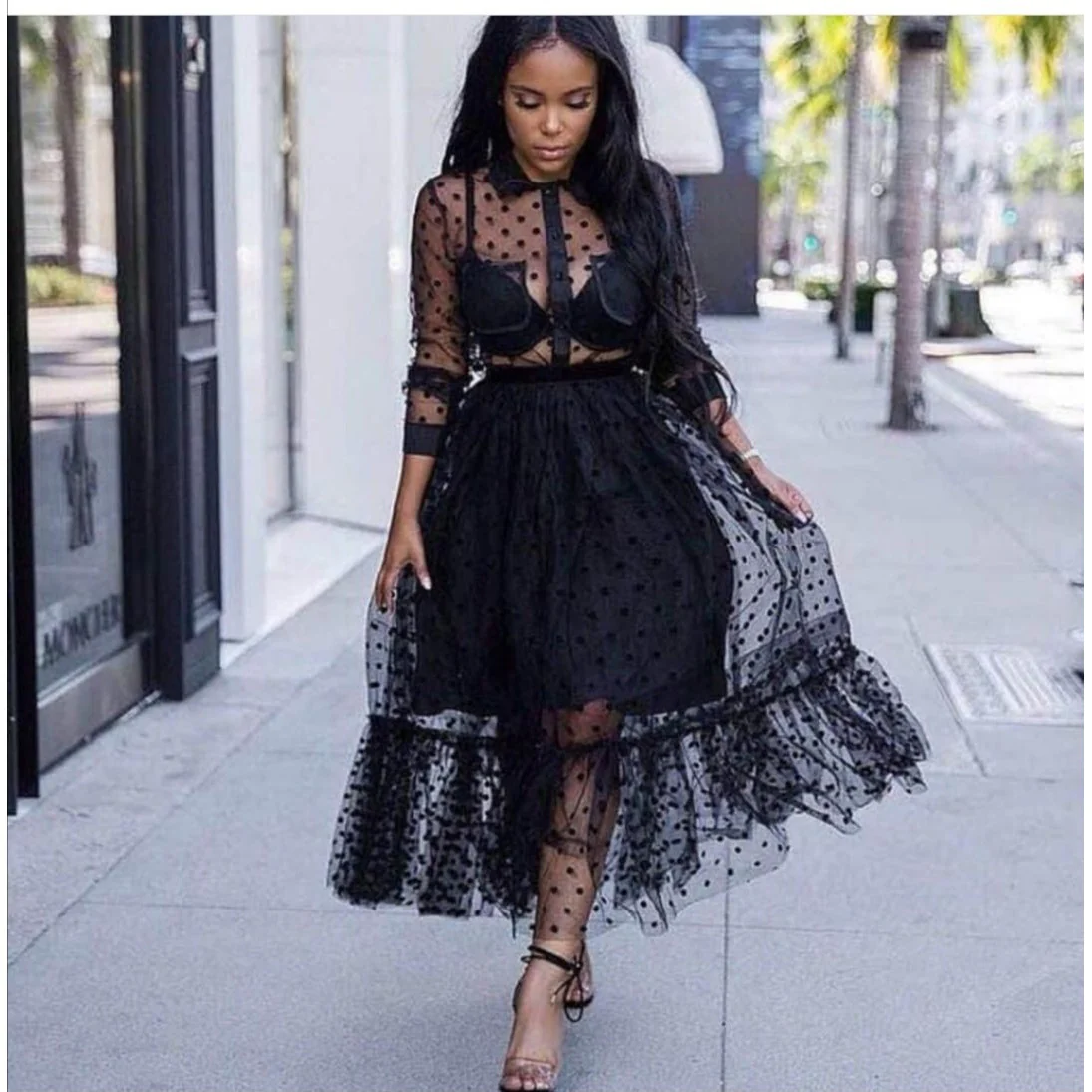 Sheer Polka Dot Dress  - Image 4