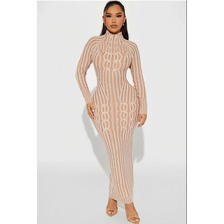 Shimmering rib-knit dress