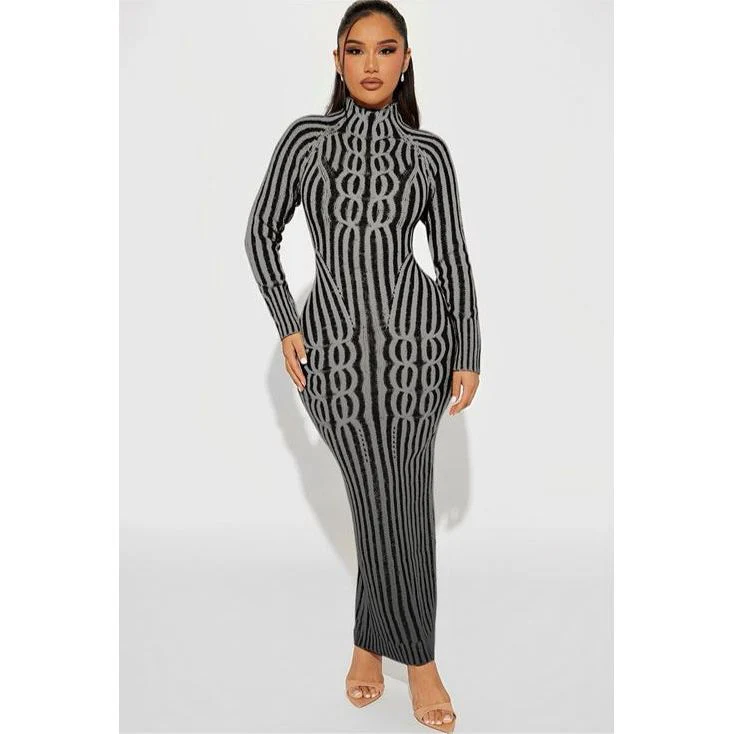 Shimmering rib-knit dress - Image 4