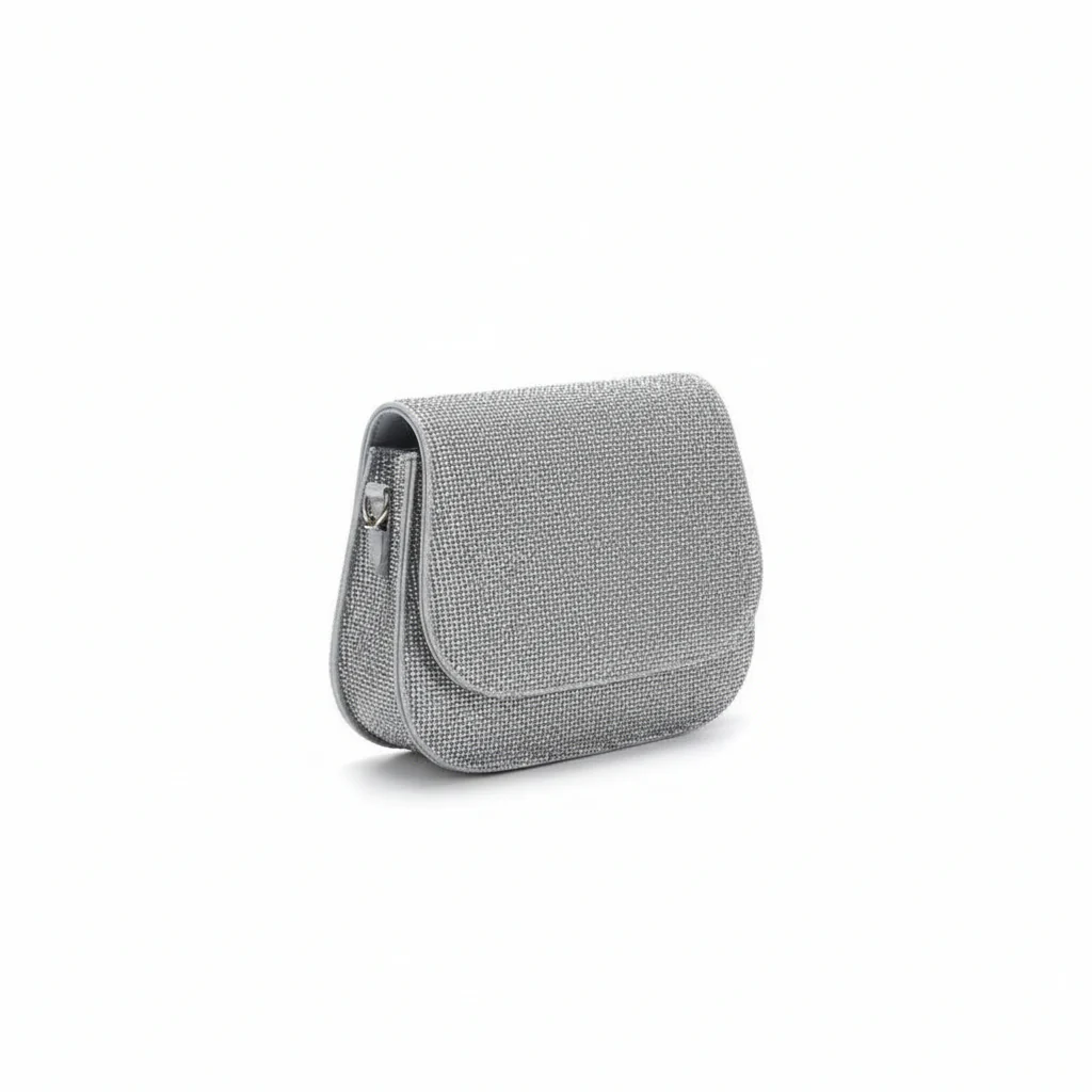 Shiny fabric party handbag. - Image 3
