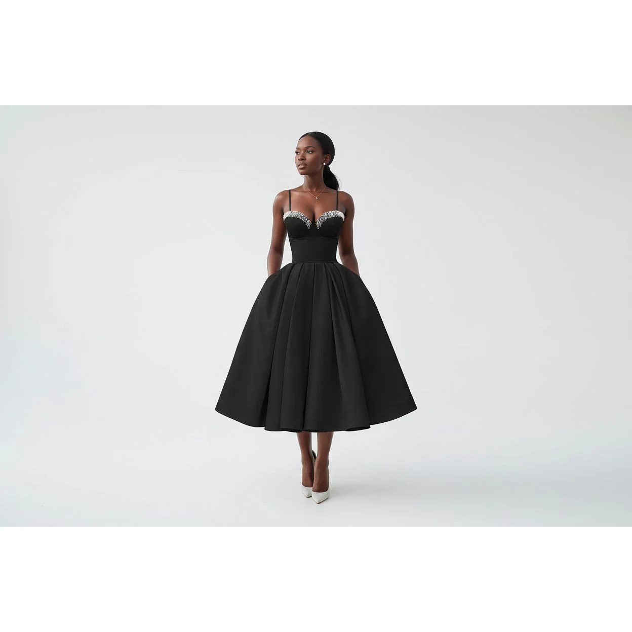 Sweetheart Cocktail Satin Spaghetti Straps Dress - Image 2