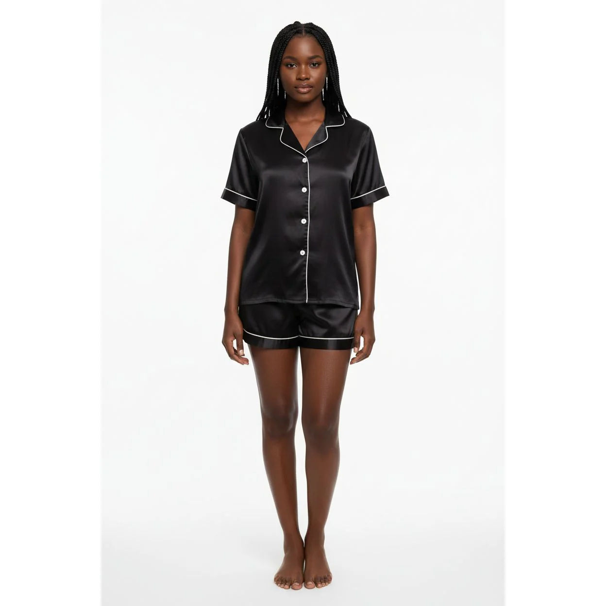 Short Silk Pajamas Set - Image 4
