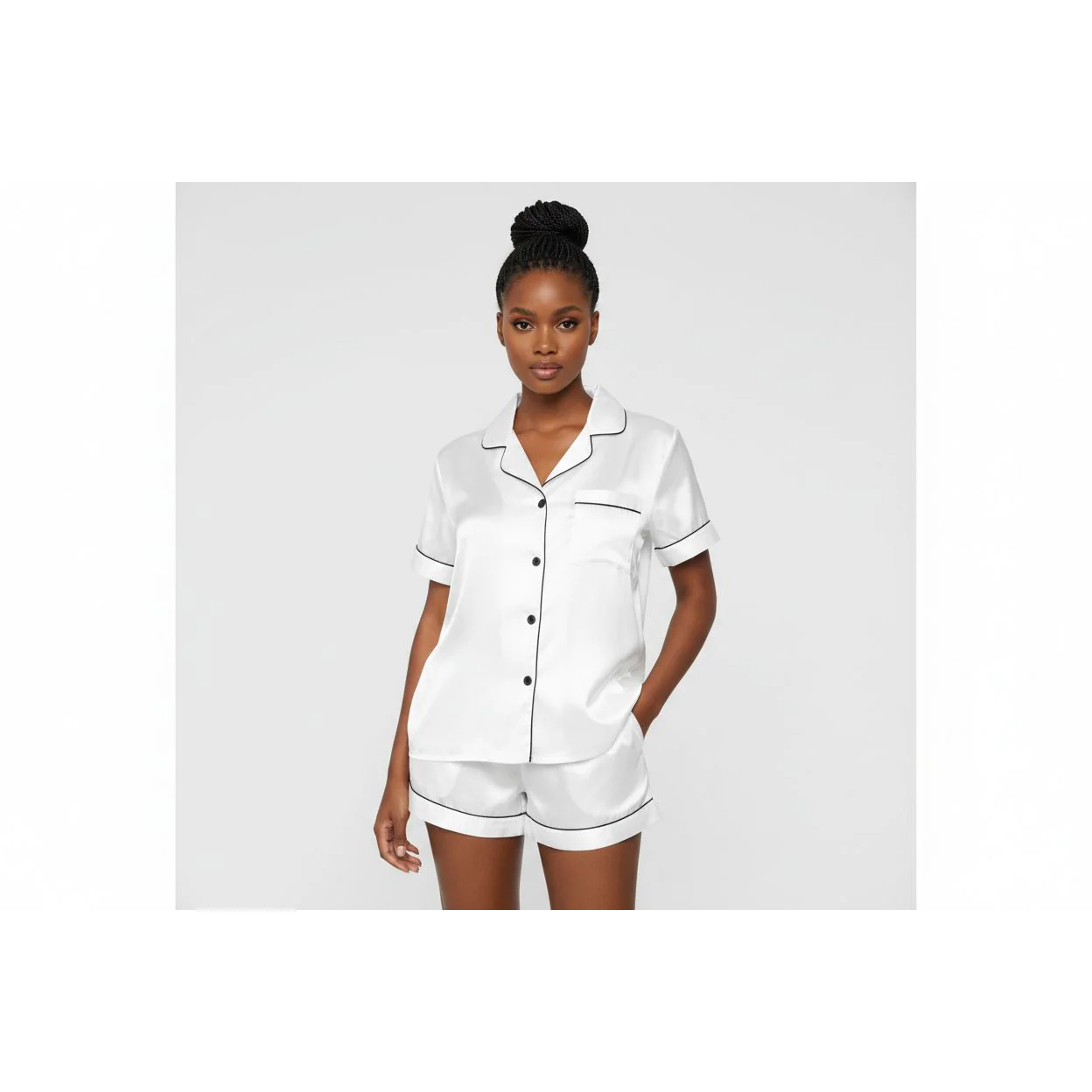 Short Silk Pajamas Set - Image 7