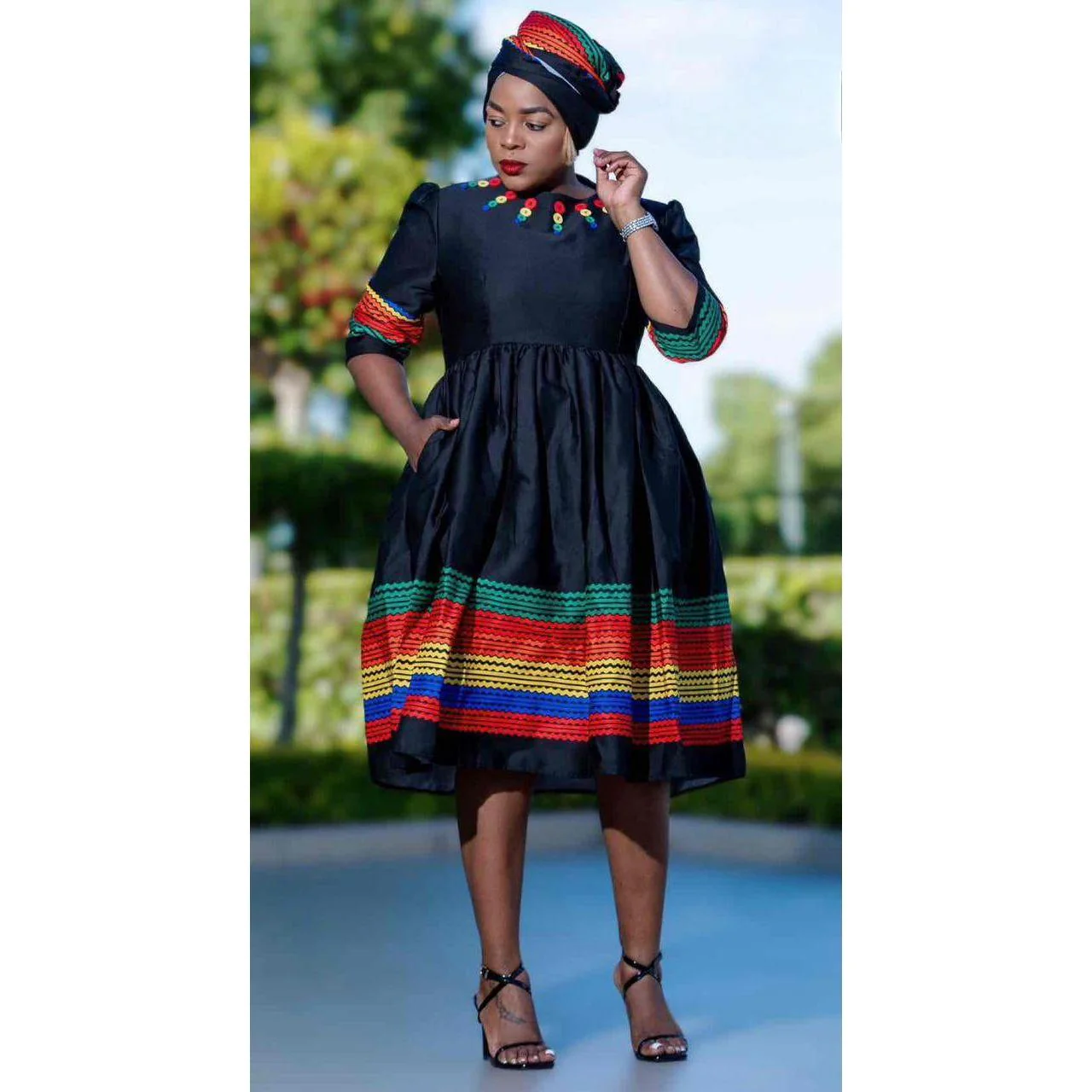 Short Sleeve Ankara Dress - Image 6