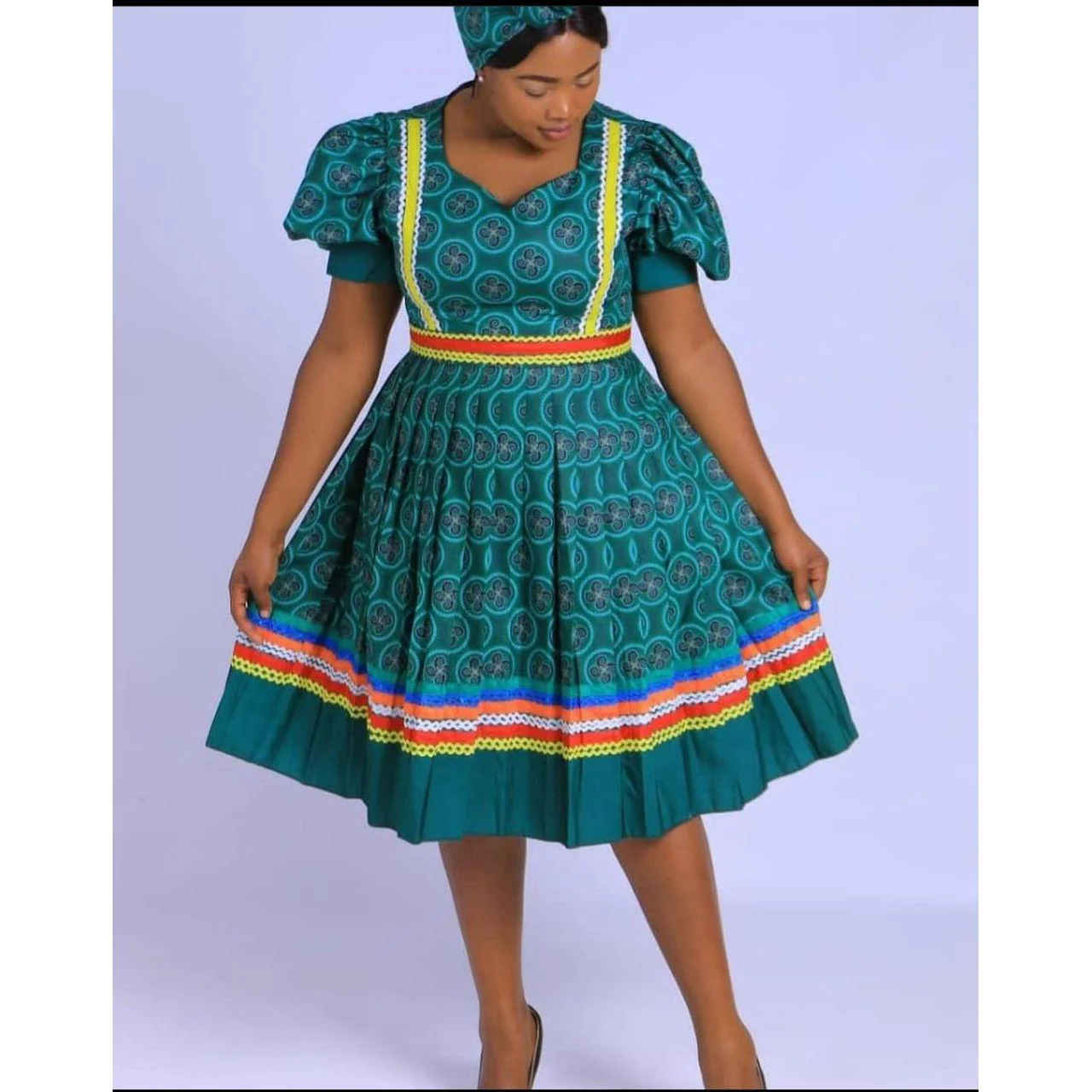 Short Sleeve Ankara Dress - Image 2