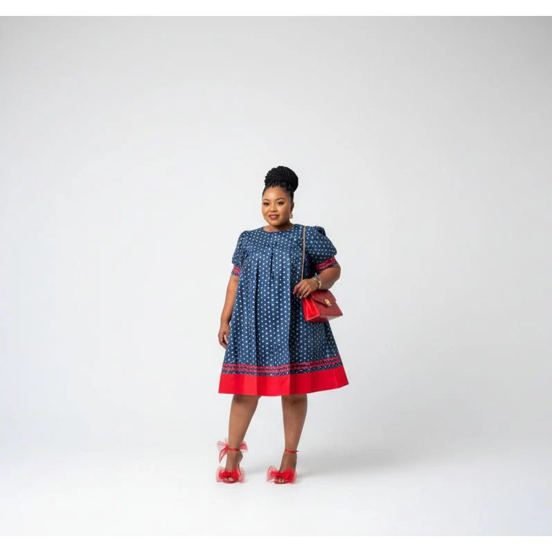 Short Sleeve Bubble Ankara Dress