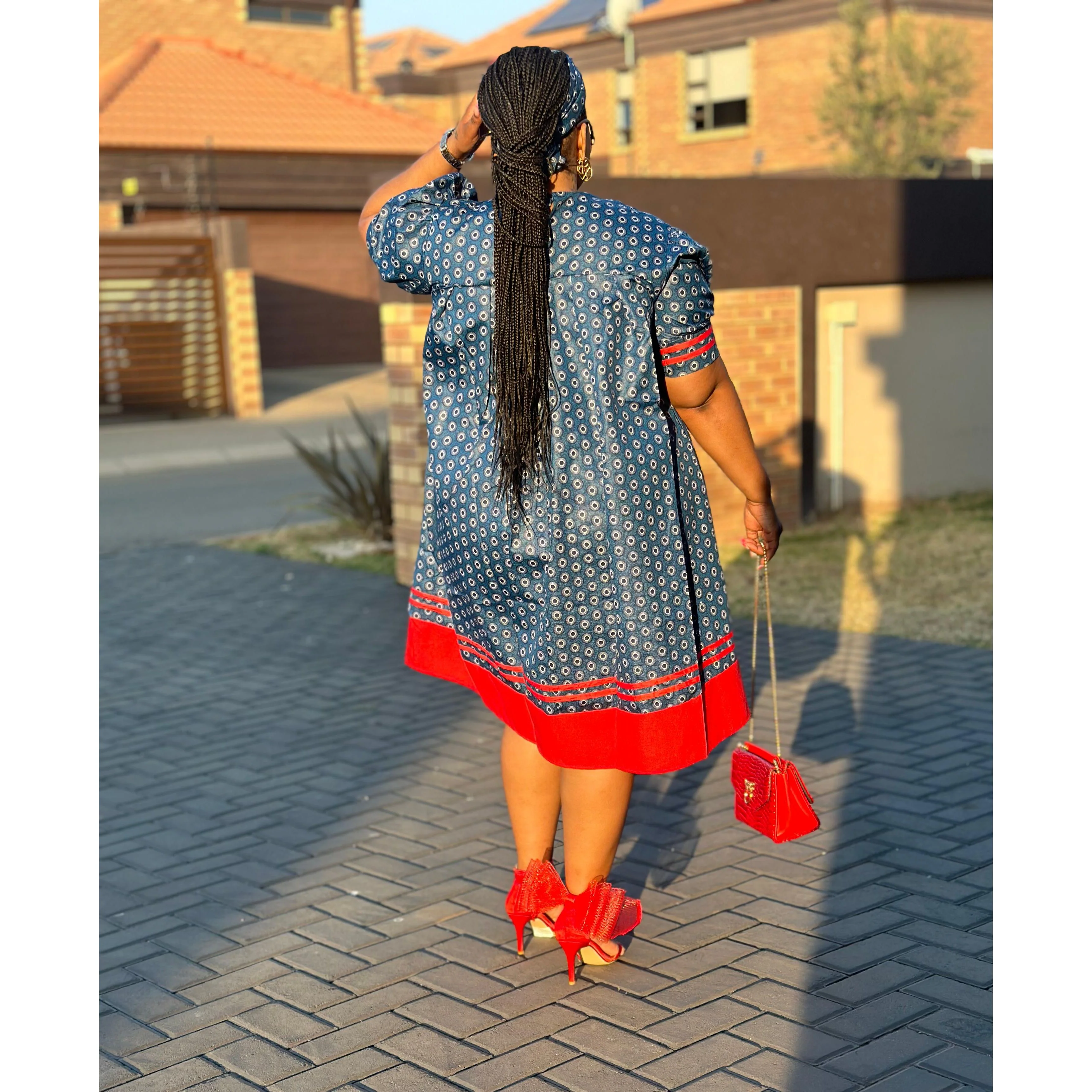 Short Sleeve Bubble Ankara Dress - Image 4
