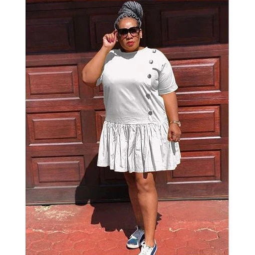 Short Sleeve Button Detailed Midi Dress - Image 4